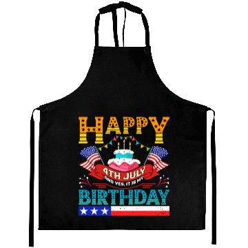 Discover Happy Bday Born July 4 Independence Day American Aprons
