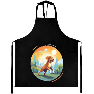 Discover Joyful Dog in Summer Park Aprons