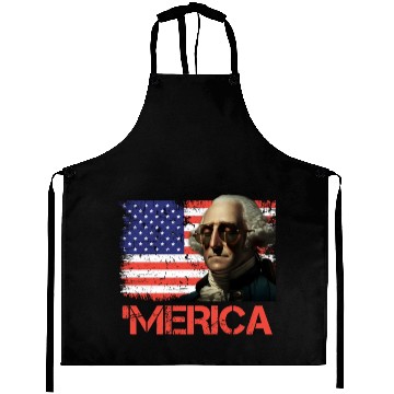 Discover Merica George Washington Independence Day USA Aprons