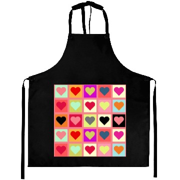 Discover Colorful Retro Vintage Checkered Heart Y2K Pattern Aprons