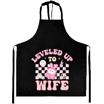 Discover Leveled Up To Wife, Happy Game Day Aprons