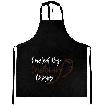 Discover Fueled by Caffeine Chaos Funny Coffee Lover Design Aprons