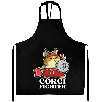 Discover DESIGNThe Brave And Cute Corgi Fighter With An Axe Aprons