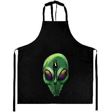 Discover extraterrestrial Funny quote Alien head science Aprons