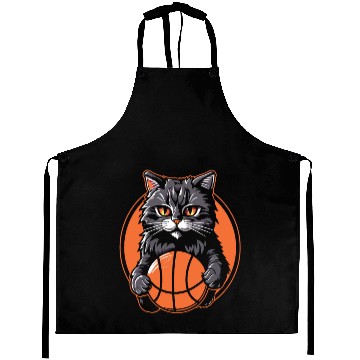 Discover Basketball Cat Basketball Player I Love Basketball Aprons