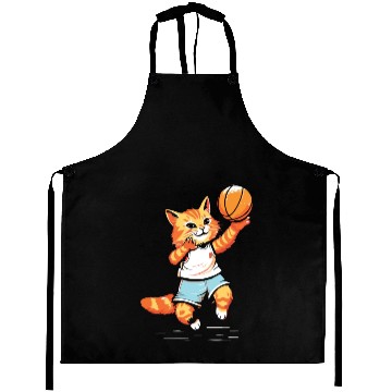 Discover Basketball Cat Basketball Player I Love Basketball Aprons