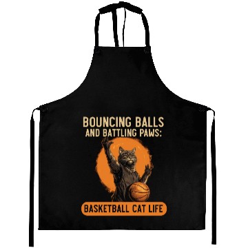 Discover Basketball Cat Basketball Player I Love Basketball Aprons