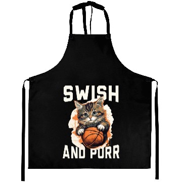 Discover Basketball Cat Basketball Player I Love Basketball Aprons