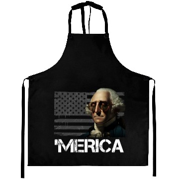 Discover Merica George Washington Independence Day USA Aprons