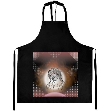 Discover Sacred Jesus with Crown of Thorns Illustration Aprons