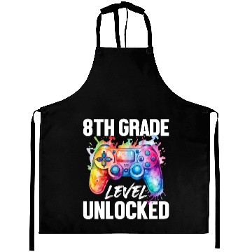 Discover 8th Grade Level Unlocked Back to School Video Game Aprons