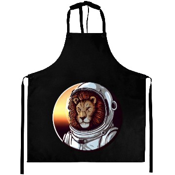 Discover Lion Astronaut - Adventurous Space Design Aprons