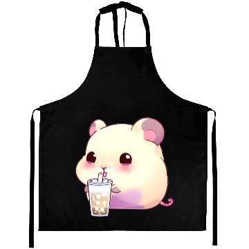 Discover Kawaii hamster with bubble tea Aprons