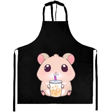 Discover Kawaii hamster with bubble tea Aprons