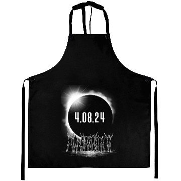 Discover Total Solar Eclipse Party Crowd Silhouette 4.08.24 Aprons