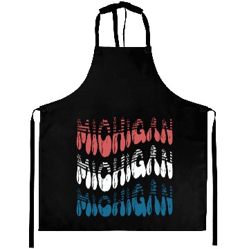 Discover Michigan Red White Blue Cute Groovy Aprons