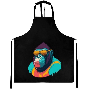 Discover Cool Gorilla with trendy sunglasses illustration Aprons