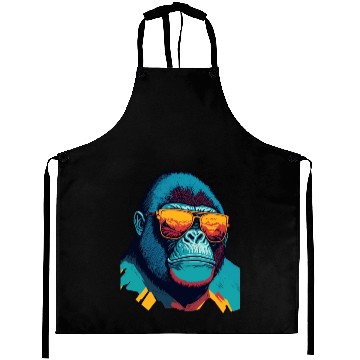 Discover Stylish Gorilla with trendy sunglasses Aprons