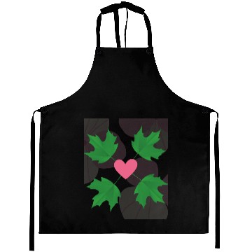 Discover Green Leaf Pink Heart Aprons