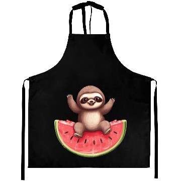 Discover Sloth with Watermelon - Sweet Summer Design Aprons