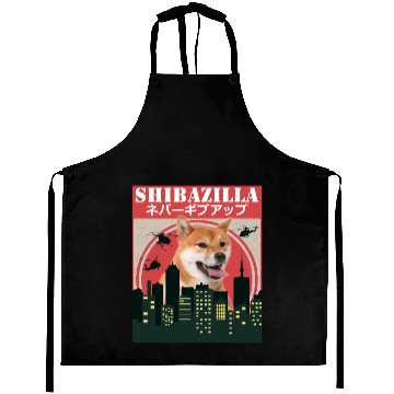 Discover Dog Shiba Inu Shibazilla Movie Aprons