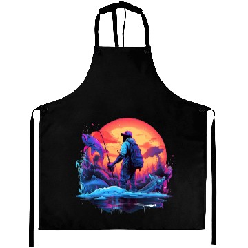 Discover Angler Sunset Neon Style Aprons