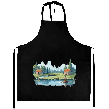 Discover Fisherman Nature 8-bit style Aprons