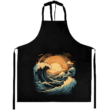 Discover serene ocean sunset with large waves (6) Aprons