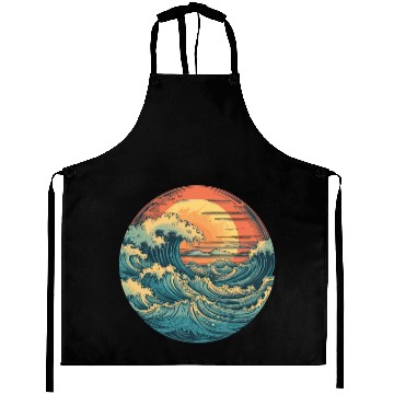 Discover serene ocean sunset with large waves (2) Aprons