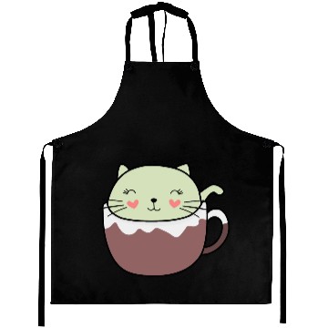 Discover Mint Hot Cocoa Cat in Coffee Mug Aprons