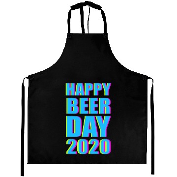 Discover Minimalist Happy Beer Day 2020 Neon Typography Aprons