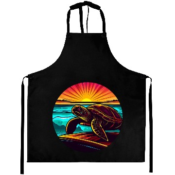Discover Turtle at Sunset, Inspiring Nature Design Aprons