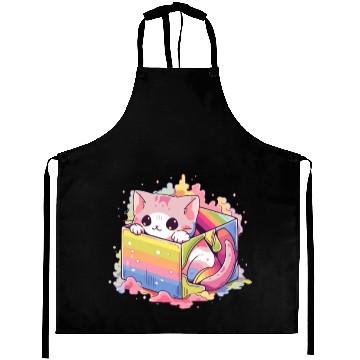 Discover Cute Kitty Rainbow Pride LGBT Transgender Cat Pun Aprons