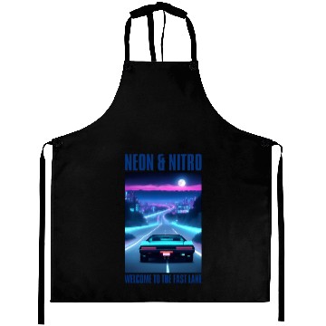 Discover Vintage 80s Futuristic Retrowave Neon Cyberpunk Aprons