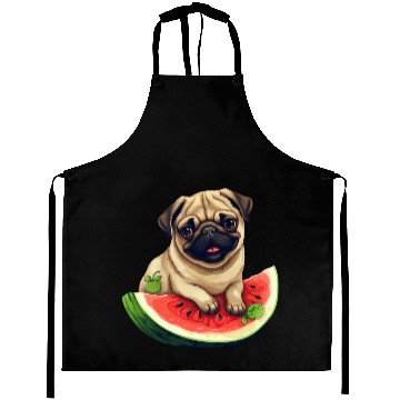 Discover Pug with Melon, Funny Summer Design for Dog Lovers Aprons