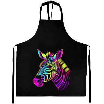Discover Zebra Neon Colors Portrait Aprons