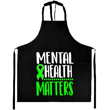 Discover Mental Health Awareness Ribbon Green Anxiety Depre Aprons
