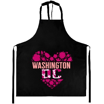 Discover Washington DC Aprons, Cherry Blossom Heart Floral