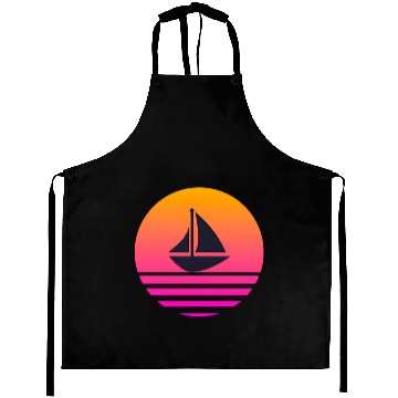 Discover A boat with a retro sunset behind Aprons