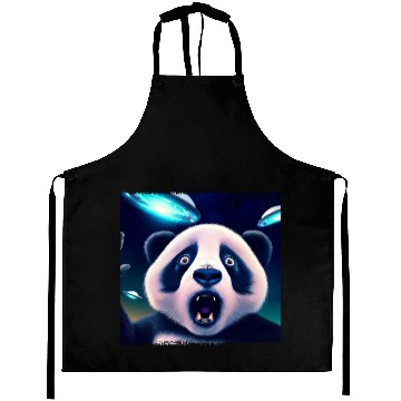 Discover Panda selfie with UFO surprise Aprons