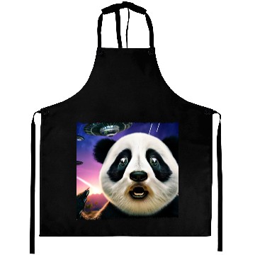 Discover Panda selfie with UFO surprise Aprons