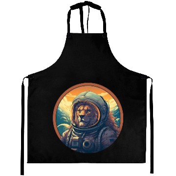 Discover Astronaut Lion at Sunset, Creative Space Design Aprons
