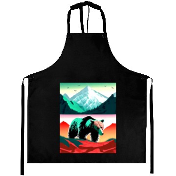 Discover Bear and Mountains Nature Art Aprons