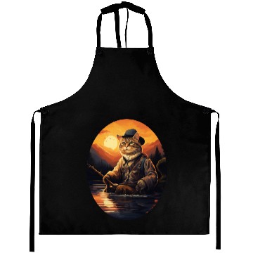 Discover Cat On Fish Cat Fisherman Aprons