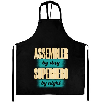 Discover Assembler By Day Superhero By Night green Aprons