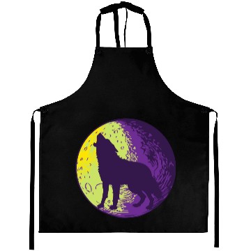 Discover Howling wolf in the moon cool Aprons