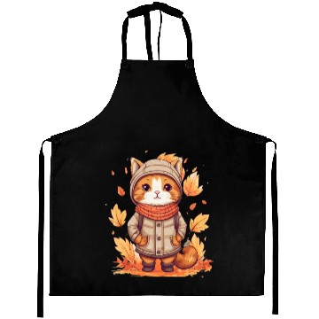 Discover Autumn Cat Nature Leaves Season Aprons