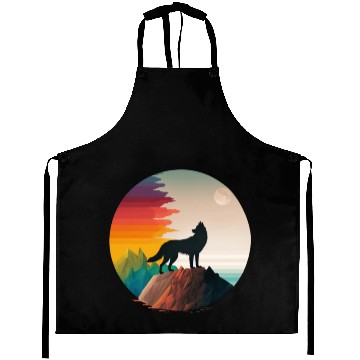 Discover LGBTQIA+ Majestic wolf on the mountain top Aprons