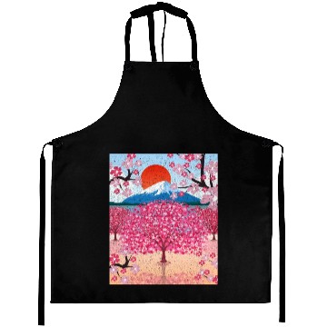 Discover Sunset Sakura Mountains Gift Cherry Blossoms Aprons