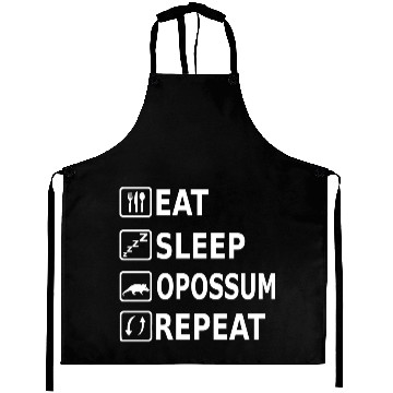 Discover Eat Sleep Opossum Repeat Funny Saying Animal Aprons